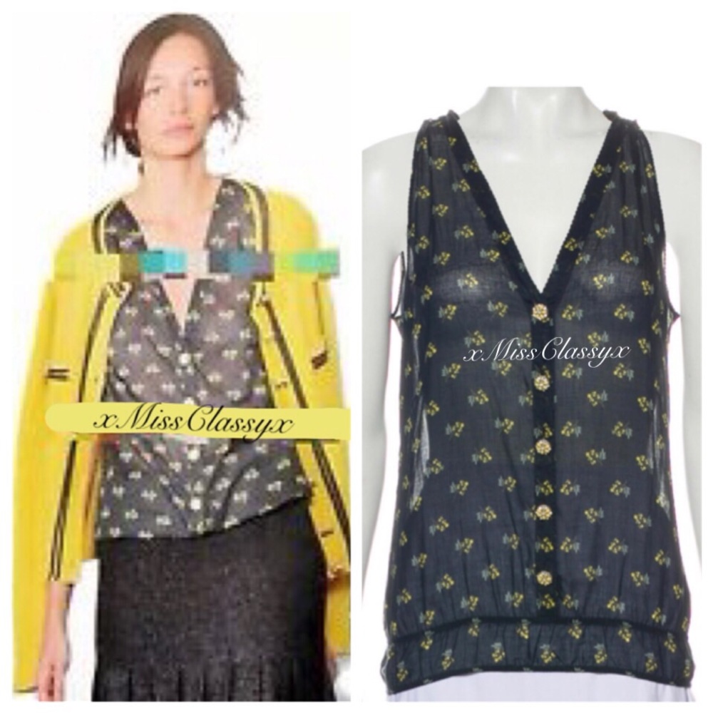 ✨Gorgeous CHANEL Runway CC Logo Gripoix Button Blouse Shirt Top